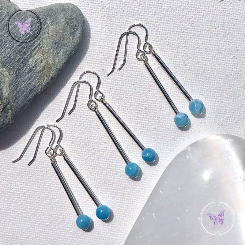 Larimar Silver Tube Earrings